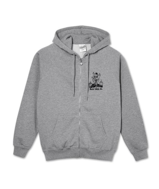 Polar Devil Man Zip Hoodie Sweat A Capuche - Heather Grey la colonne vertébrale