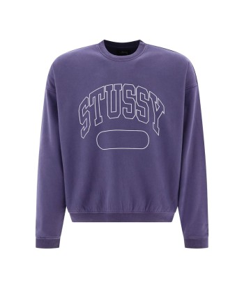 Stussy Varsity Oversized Sweat Crew Knit Washed Blue Découvrez la collection