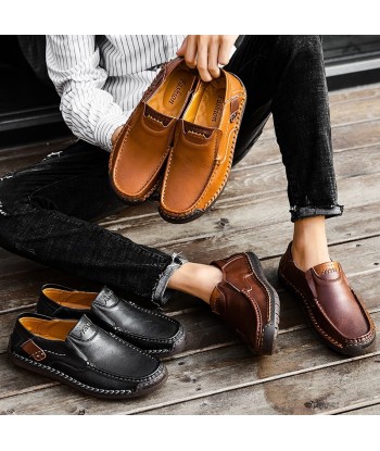 Mocasines de piel con suela de goma para hombre - Voltem votre